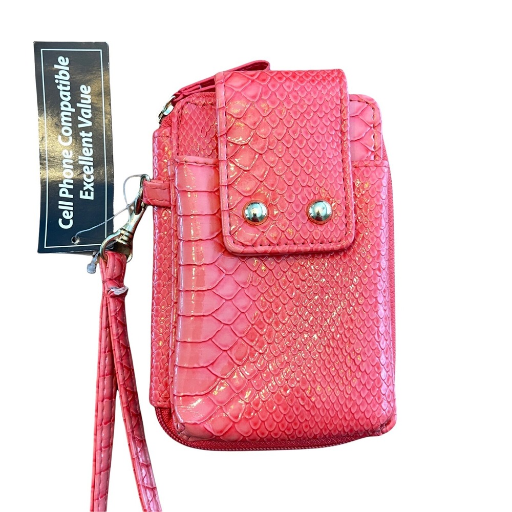 Unbranded Womens Wallet Coral Phone Cell Phone Holder Cards Coins Zip Close